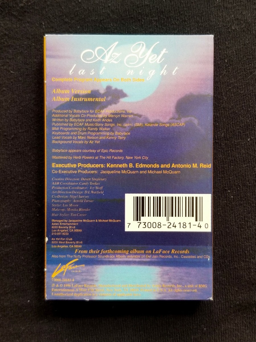 AZ YET - Last Night (Cassette Single R&B Motown Soul) 1996
