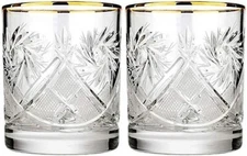 Neman Crystal DOF Whiskey Glasses Tumblers 11oz Whiskey Scotch Cocktail Set of 2