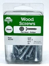X2 The Hillman Group 42249 Flat Head Phillips Wood Screw 14 x 2-Inch 25-Pack =50