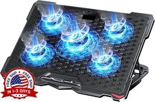 Enfriador Port tiles Para Juegos 17.3'', 5 Ventiladores Silenciosos Y Luces LED.