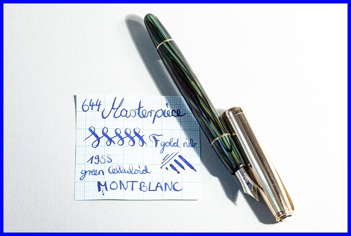 1955 MONTBLANC 644 F flex Gold Feder 14Ct Grün gestreift