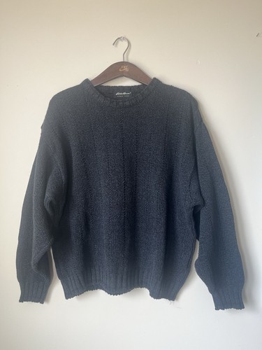 Eddie Bauer Mens Tall Size Large Heavy Knit Sweater Gray Charcoal