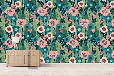 3D Flowers Flora Pattern Watercolor Wallpaper Wall Murals Removable Wallpaper