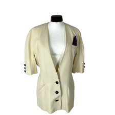 Vintage Harrods Mansfield Women's Cream Blazer Size 12