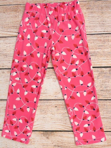 NWT Girls GapKids Sz 6 Sleep Pants Pink w/Red and White Lights Fleece - 493534 - Picture 2 of 2