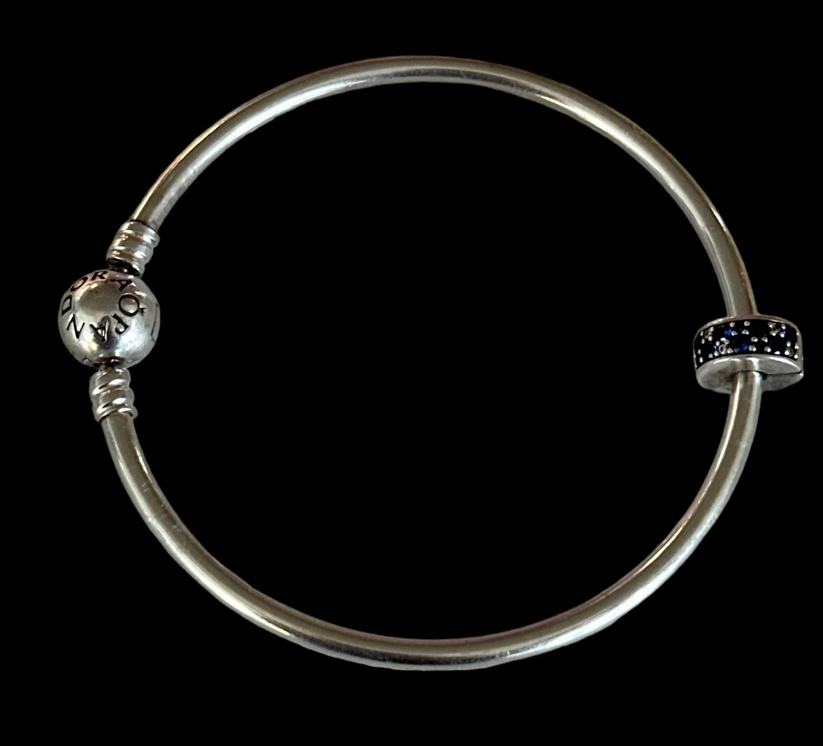 Pandora 925 ALE Slide Charm Bracelet with Blue Stones Fine Jewelry-image