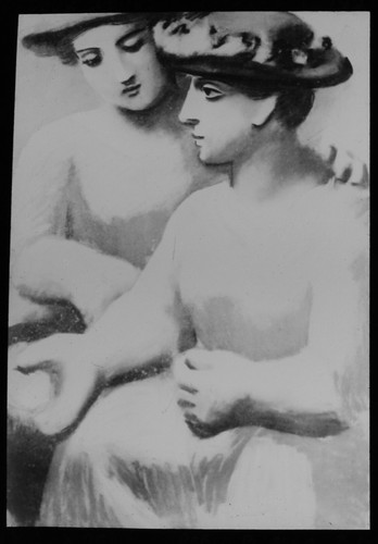 VINTAGE Magic Lantern Slide LES DEUX SOEURS BY PABLO PICASSO C1950 ART PHOTO
