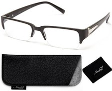 Half Frame Clear Lens Fashion Glasses Trendy Black Fashionable Modern Style