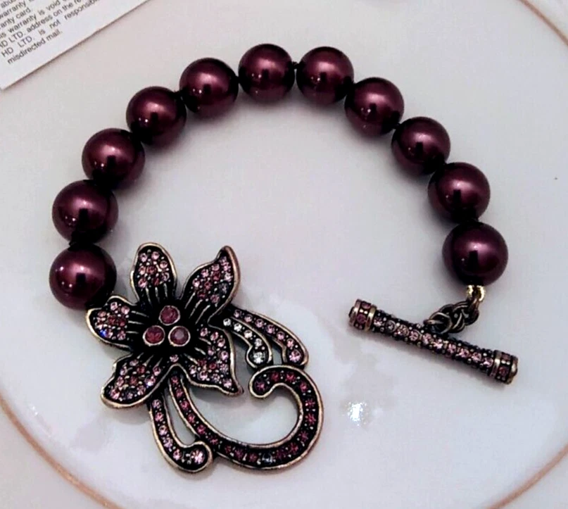 Pulsera Heidi Daus Floral Ciruela Vidrio Cuentas Marcasita y Cristal Swarovski Foto 2 de 4