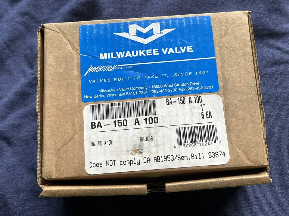 (Box of 6) 1” Solder, Std. Port, Bronze Ball Valve, 600WOG; 150 WSP, MADE IN USA - Image 2 of 4
