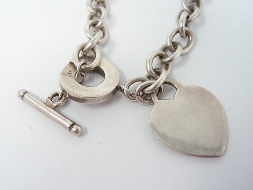 RETURN TO TIFFANY & Co STERLING SILVER HEART TAG TOGGLE NECKLACE 16" - Picture 6 of 11