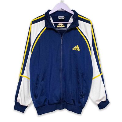Adidas Vintage Sweatshirt blau-weiß mit Reißverschluss 90er 00er Jahre - Größe L Herren