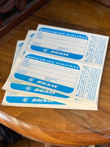 1970er Vintage Bulgarien Balkan Bulgarian Airlines Gepäck Etiketten Lot von 10x2 - Bild 3 von 4