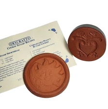 Rycraft Vintage Terracotta Butter/Cookie Stamps Sun & Moon Folk Heart Lot of 2