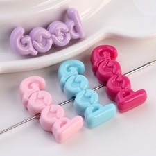 20pcs Mixed Bubblegum Color Large Phrase Beads "Good" Words 31mm Kids Craft