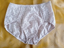 XL Vintage BALI 2nd Skin Opaque Lace Stretch Hi-Cut Panties 32" 34" 36" Beige