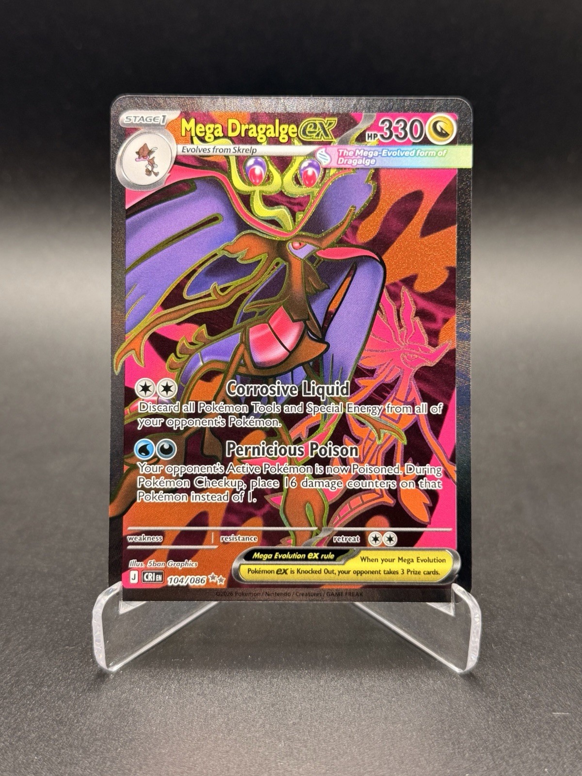 The Pokémon Company Mega Dragalge EX 104/086 CRI Full Art Holo EN