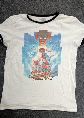 Street Fighter Shirt Gr L Weiß Game Capcom Super Nintendo