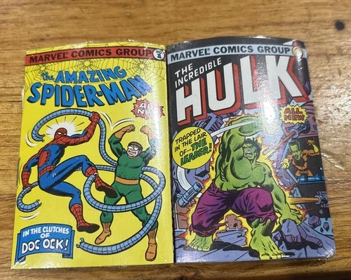 VINTAGE 1981 Marvel Bubble Funnies Lot of 2 Mini Comics" Hulk & Spider-Man
