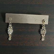 New Macy's Gold Crystals SPARKLE DROP LINEAR EARRINGS - Chic!