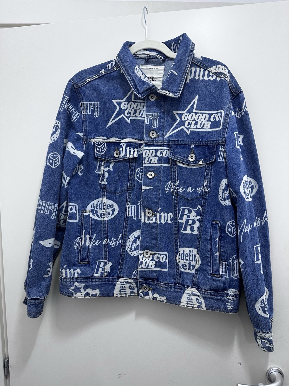 Giacca Denim REDEFINED REBEL Taglia S - Graphic All-Over Print Streetwear - Blu