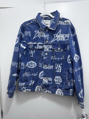 REDEFINED REBEL Jeansjacke Größe S - Graphic All-Over Print Streetwear - Blau