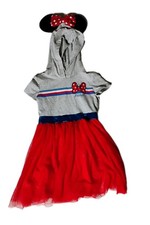 MINNIE MOUSE Disney Gray  Red Tulle Dress Hood with Ears - Sz Small 4/5