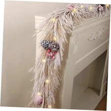 Christmas Garland with Lights, 6FT Artificial Snowflake Garland Beige