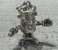 925 Sterling Silver Vintage Dusty Bin Toy 3D Charm Pendant 