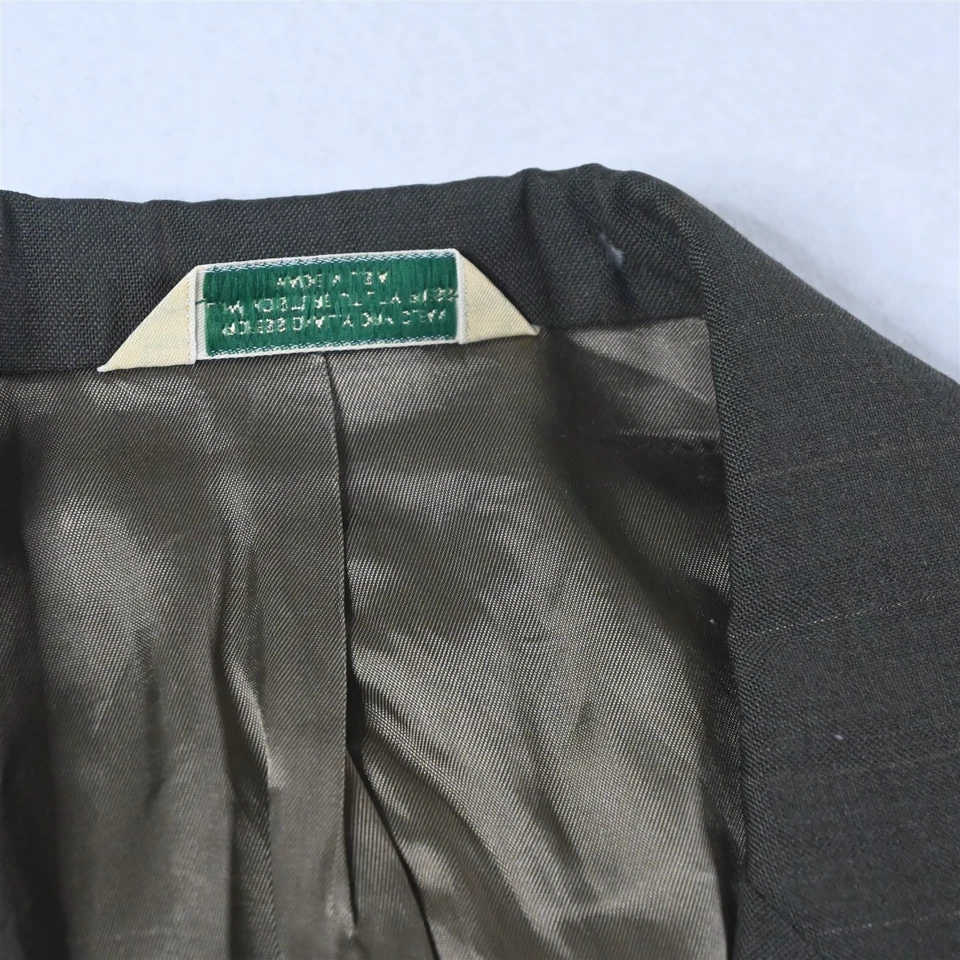 De Colección Hecho en EE. UU. 44R 34x30 Rayas Verdes 100% Lana Hombres Chaqueta Pantalones Traje Foto 3 de 4