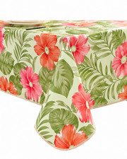 Square 60x60inch 100 Waterproof, Vinyl Tablecloth With Flannel Backing, Floral
