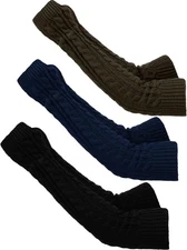 Bememo 3 Pairs Arm Warmers Long Fingerless Gloves Black, Dark Blue, Grey 