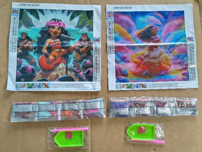 2 New Cartoon Diamond Painting Kits Mosaic Diamond Dots Art Free US Shipping