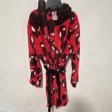 Marvel Spider-Man Boys Red Fleece Hooded Robe M/10 Long Sleeve Belted Tie