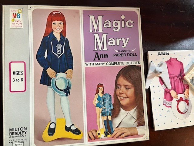 Milton Bradley 1971 Magic Mary Ann Magnetic Paper Doll Set w Uncut outfits