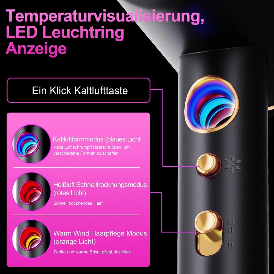 Haartrockner,Föhn Ionen mit Diffusor 2400W AC Motor 2400 W, Faltbarer - Bild 3 von 4