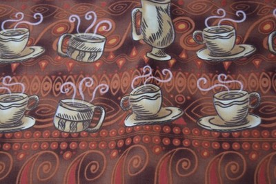 1.25 yards COFFEE Connoisseur cotton fabric 42'' wide