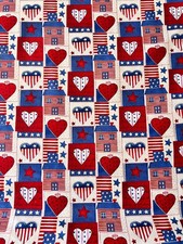 Patriotic Fabric, Red White Blue Fabric, 4th of July Fabric, By the Half Yard