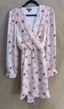 EXPRESS Womens Dress Pink Romantic  Floral Long Sleeve V Neck Toe Waist Large