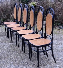 Originale THONET 207R 6x sedia in legno curvato sedia da caffè nera intreccio viennese 6/6