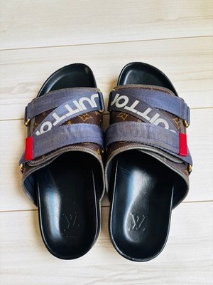 Louis Vuitton Honolulu Line Mule Sandals Flat US 10 EU 43 Canvas Rubber Brown