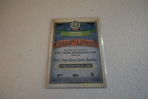 2020 Topps Gypsy Queen Isan Diaz Miami Marlins Rookie On-Card Auto #GQA-ID - Picture 2 of 2