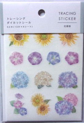 KYOWA Hydrangea Sunflower Flower Tracing Die Cut Sticker Sheet Made in Japan