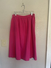 Vintage 1980s 1990s Pink Skirt with Pockets 100 Cotton Size Large Made In USA