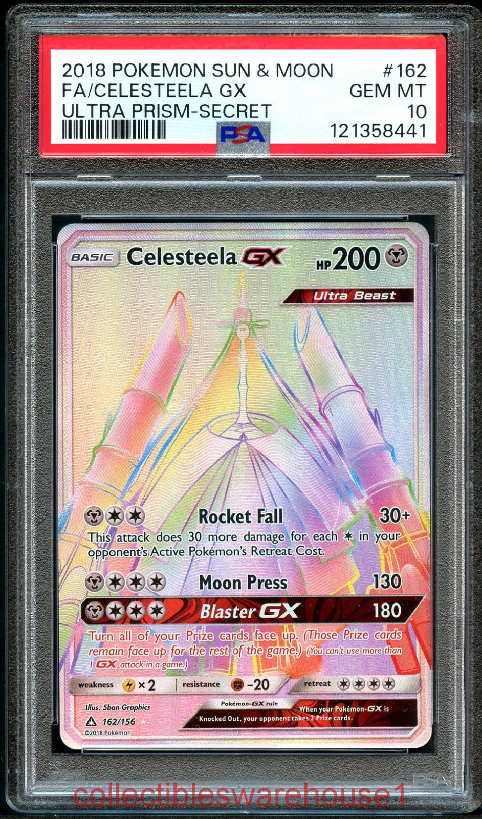 Pokemon Ultra Prism Celesteela GX 162 PSA 10