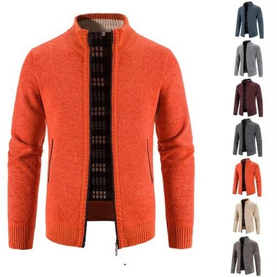 Herren Strickjacke Cardigan Pullover Sweatshirt Reißverschluss Winter Warm Jacke