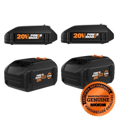Worx 20V Power Share (2) PRO 4.0AH and (2) 2.0AH Battery Charger Combo-SU