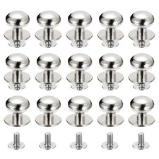 12mm Ball Head Stud Rivets Screw Back, 15Pack Round Head Button, Silver Tone