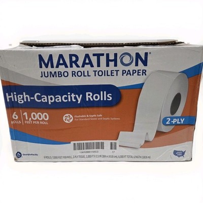 Marathon Jumbo Roll 2-Ply Toilet Paper 6 Rolls, 1000 ft Each Roll