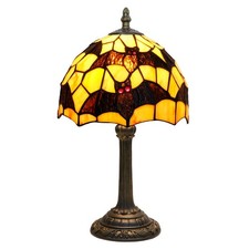 Nuoditos Tiffany Black Bat Stained Glass Table Lamp Handmade Bedside Table